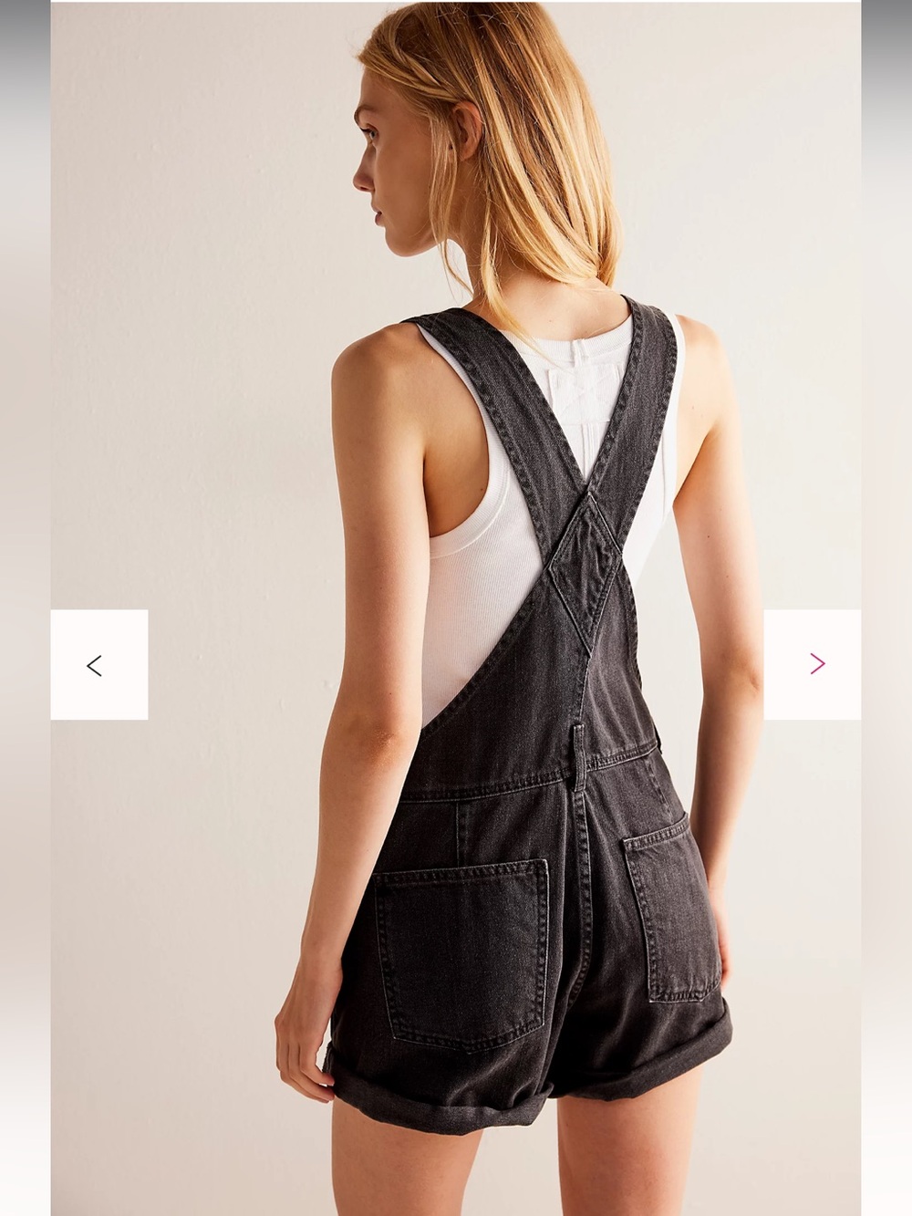 We The Free Ziggy Shortalls Black Denim Free People Short Overalls - Picture 4 of 15